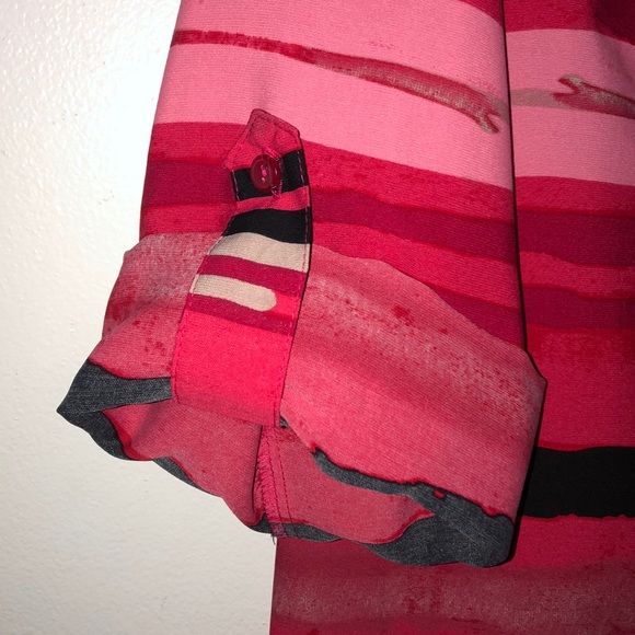 Notations Long Sleeve Red High Low ButtonDown Top - Picture 5 of 8